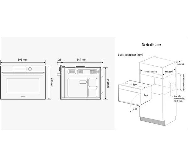 Samsung NQ5B4513GBS Solo Microwave Oven Integrated Stainless Steel