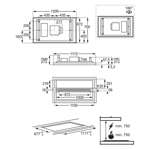 AEG DCK5281HG Ceiling Hood 120cm with Hob2Hood in Stainless Steel GRADE B