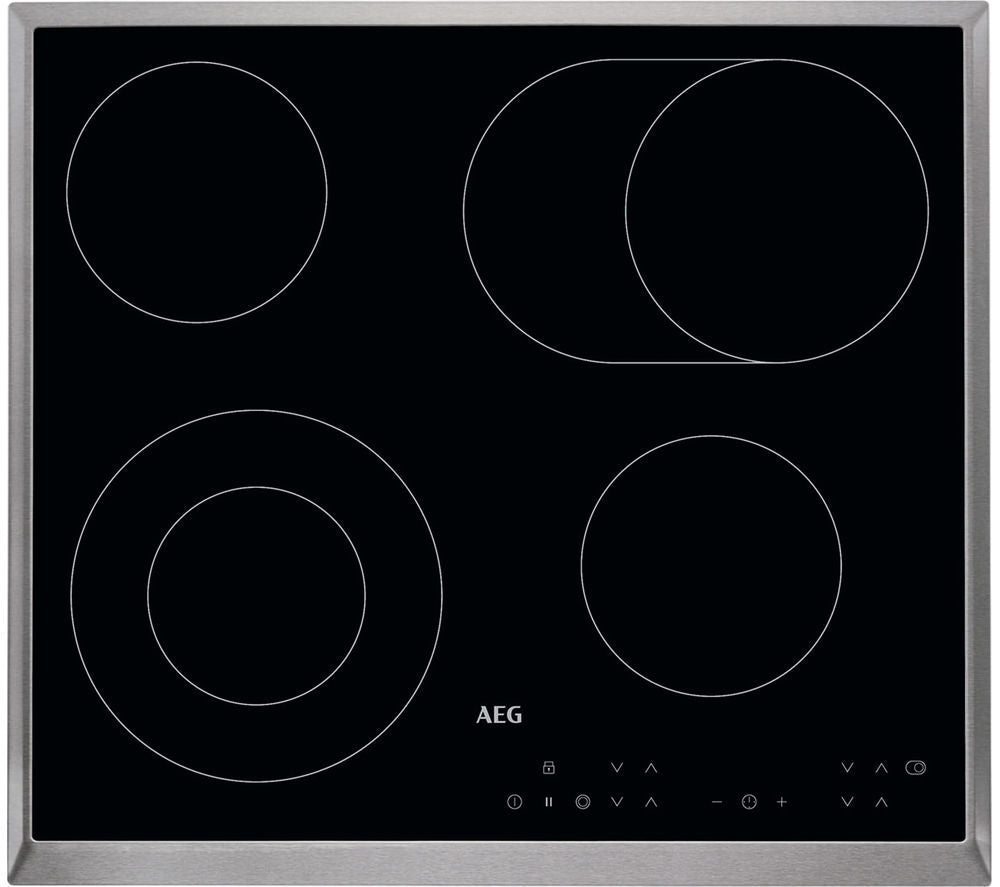 AEG HK634060XB Ceramic Hob 60cm 4 Zone Stainless Steel Trim