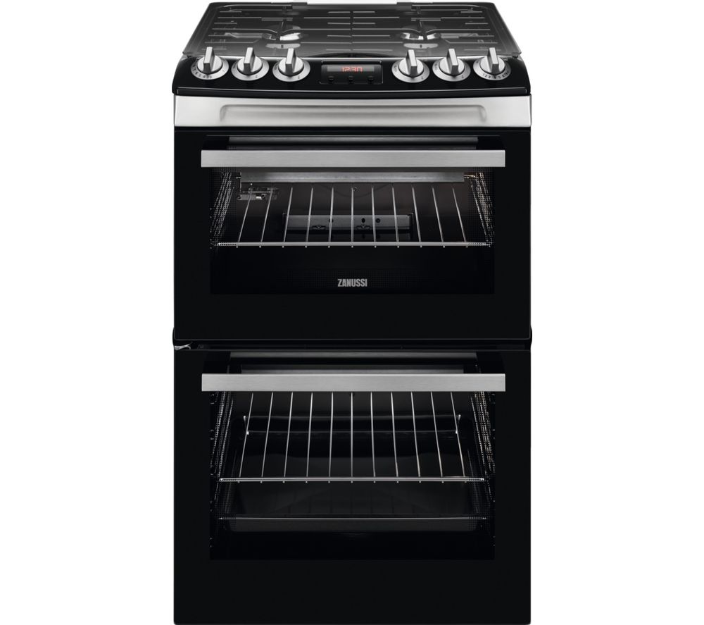 Zanussi ZCG43250XA Gas Cooker 55cm Double Oven Electric Grill Stainless Steel GRADE A