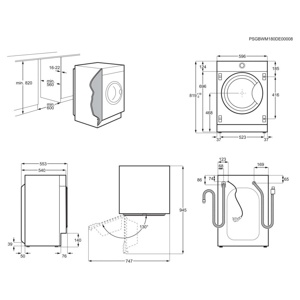 Zanussi Z716WT83BI Washer Dryer Integrated 7kg + 4kg 1550 rpm REFURBISHED